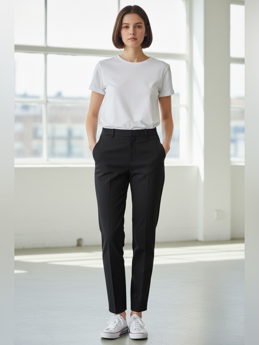 Banana Republic Ryan Black Straight-Leg Pants Size 4 Tall NWT